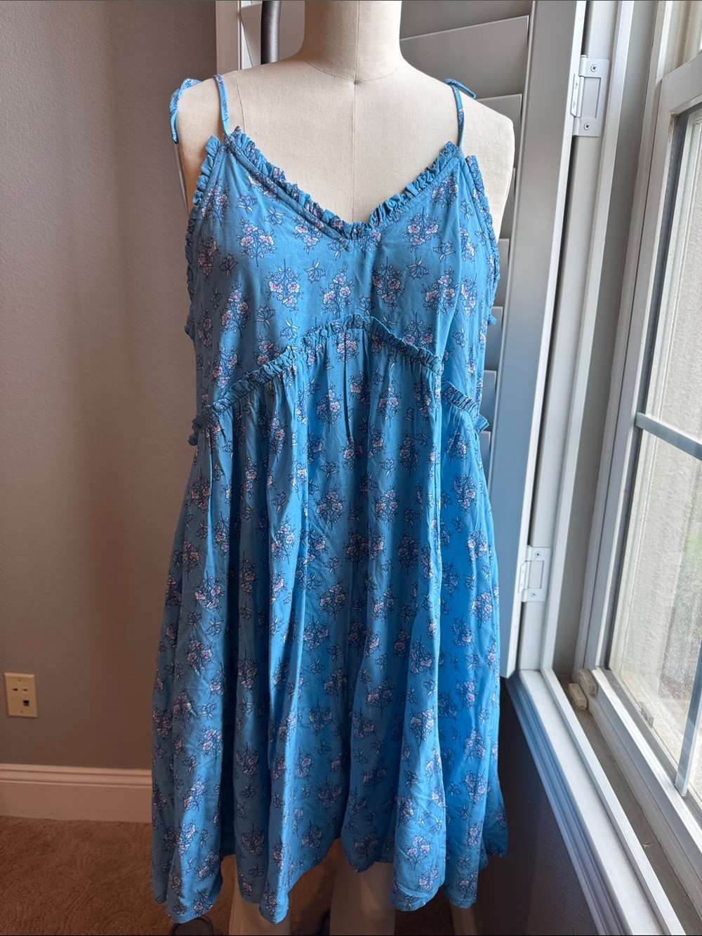 Patrons of Peace Blue Floral Spaghetti Strap Dress